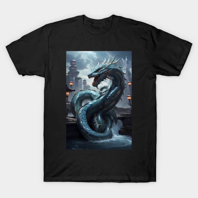 Japanese Dragon Snake T-Shirt by BrisaArtPrints